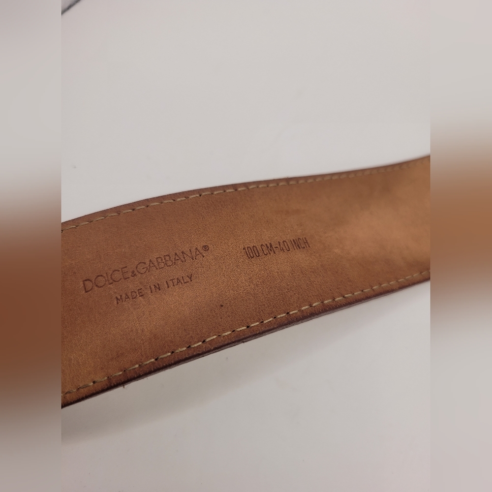 Dolce & Gabbana White Leather Belt with Gold Accents - Picture 4 of 5